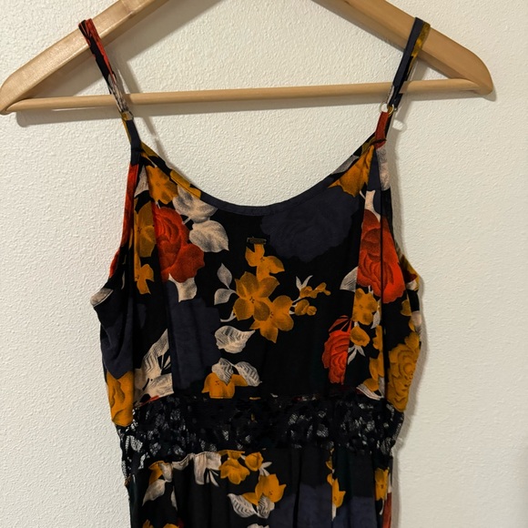 Volcom Take Me Home Black Floral Print Maxi Dress Lace Coastal Cowgirl-Small - Picture 8 of 11